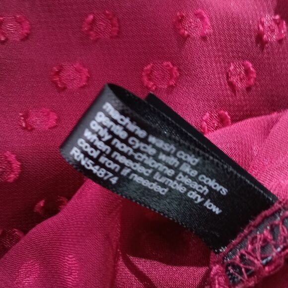 The Limited Women Burgundy Sheer Poka Dot Long Sleeve Top Sz M - Picture 11 of 11